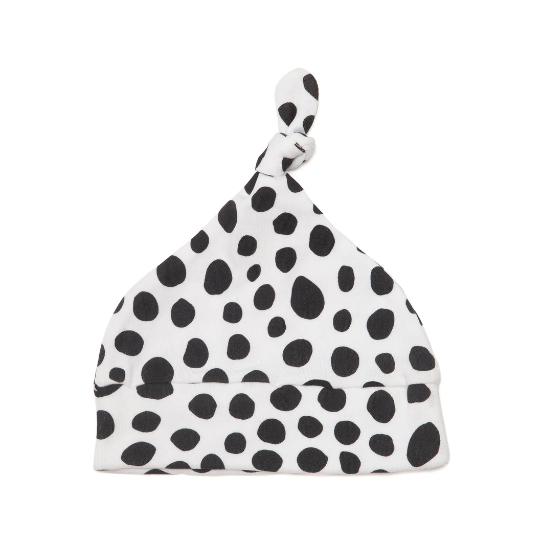 BLACK & WHITE DALMATIAN PRINT BABY HAT – for the newest babies