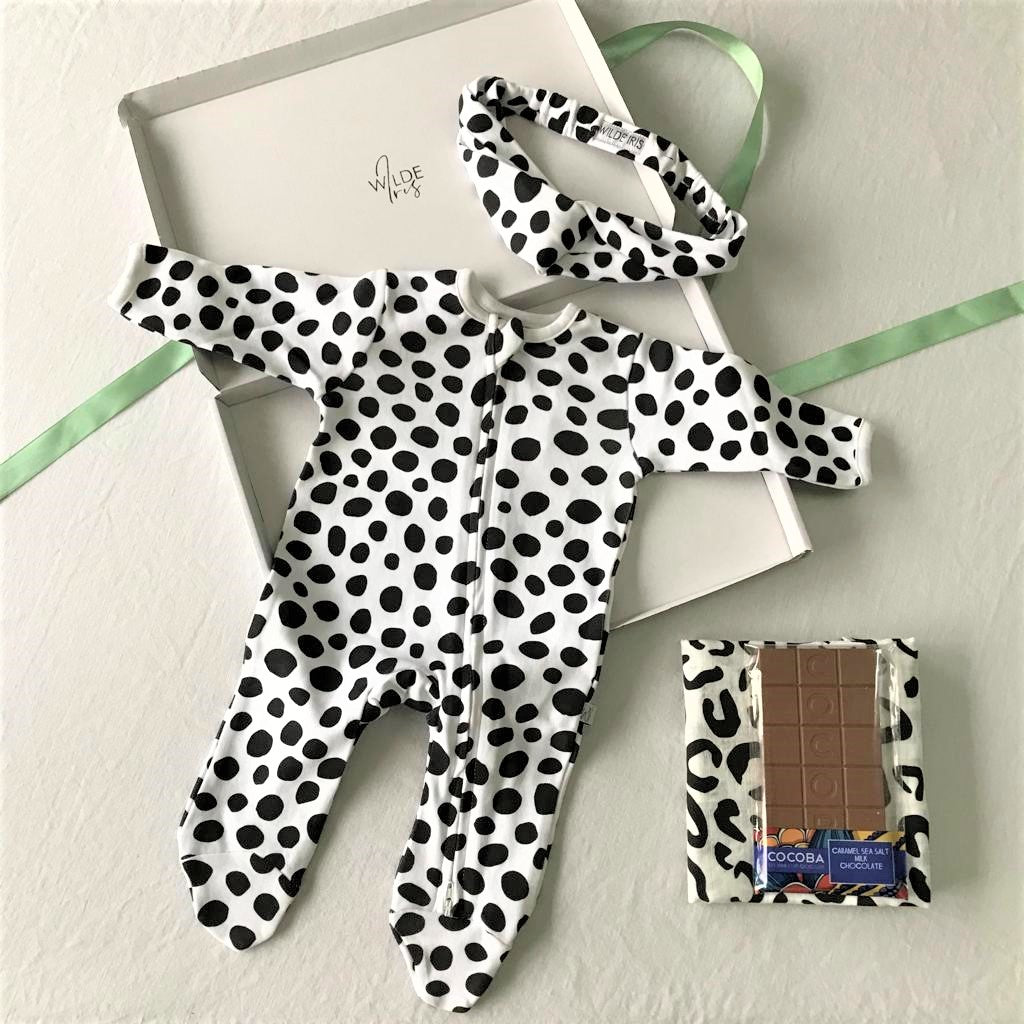 Gift Set for New Mum and Baby - Dalmatian Print (Sleepsuit)
